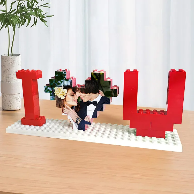 Custom Building Brick Photo Block Personalised I Love You Brick Puzzles Gifts for Lovers