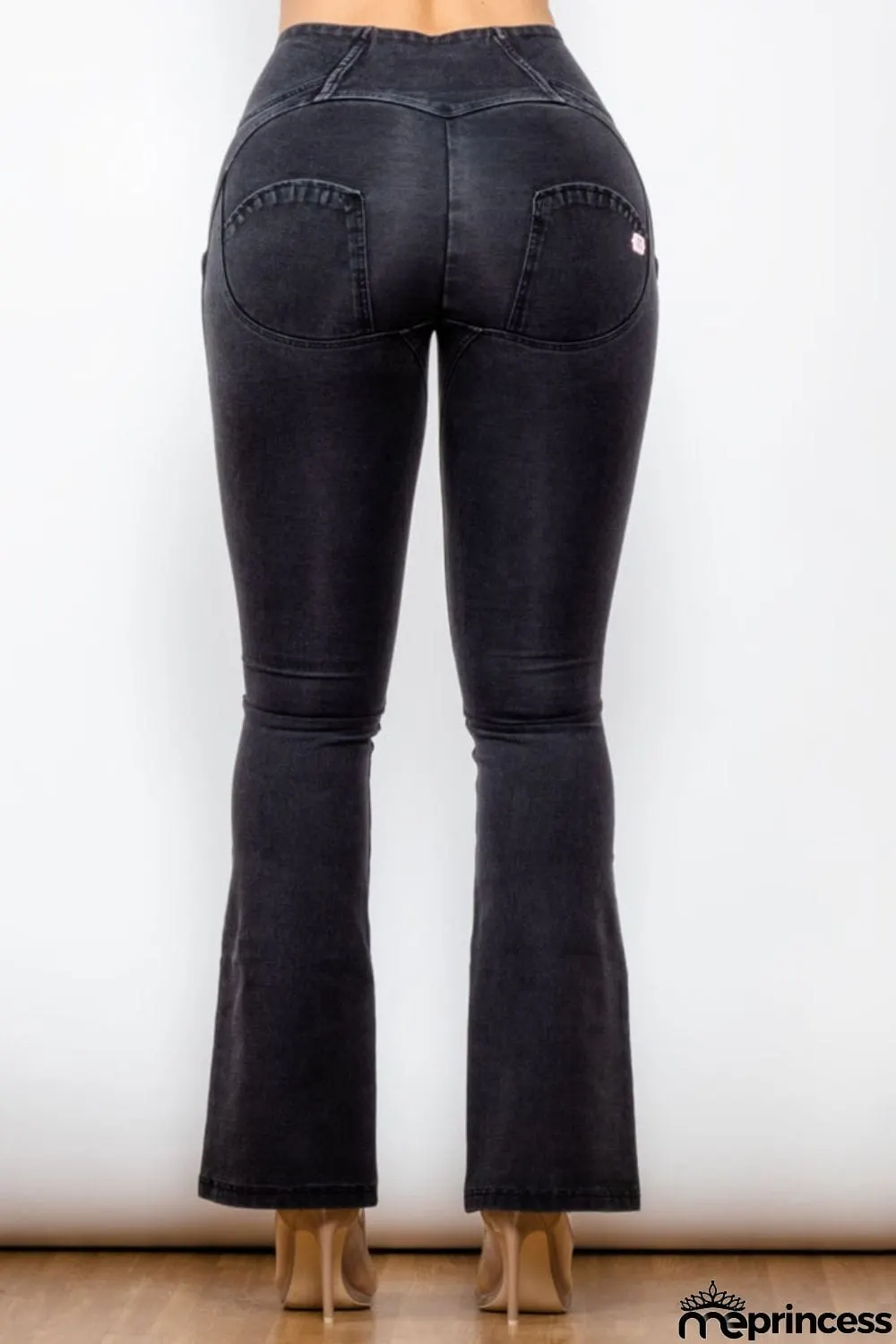 Zip Detail Flare Long Jeans