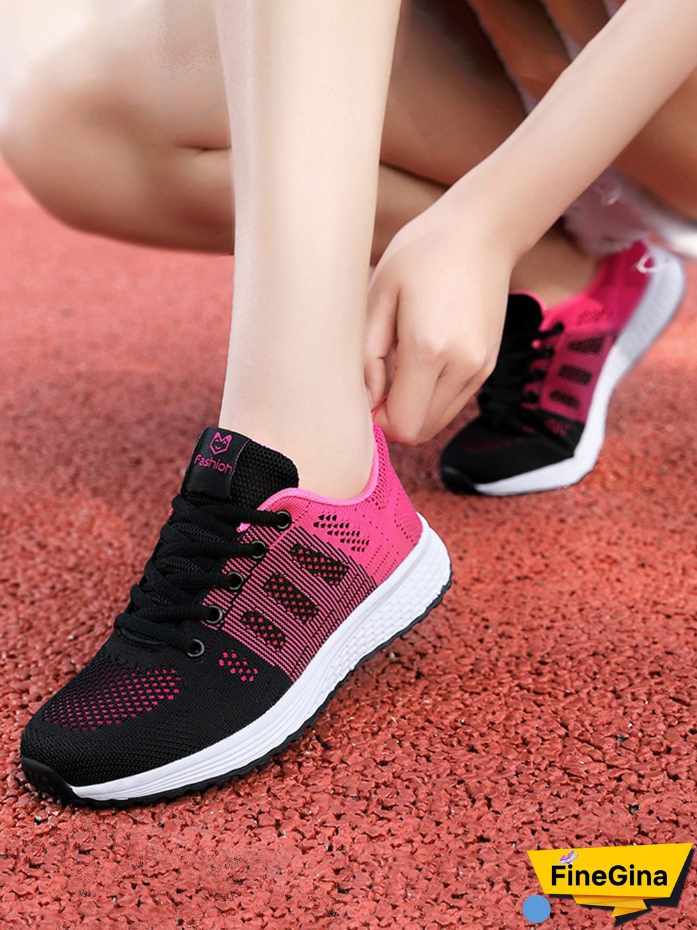 Contrasting Solid Color Breathable Mesh Casual Sneakers