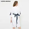 Vero Moda Brand NEW commuting simple solid color V-neck three-quarter sleeve pullover mid-length dress women |31827C509