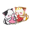 2Pcs Strawberry Cat Bead Cross Stitch Keychain Mosaic Beads Embroidery Keyring