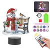 (US Local)Acrylic Double Sided Xmas Snowman 5D Diamond Painting Night Light for Tabletop