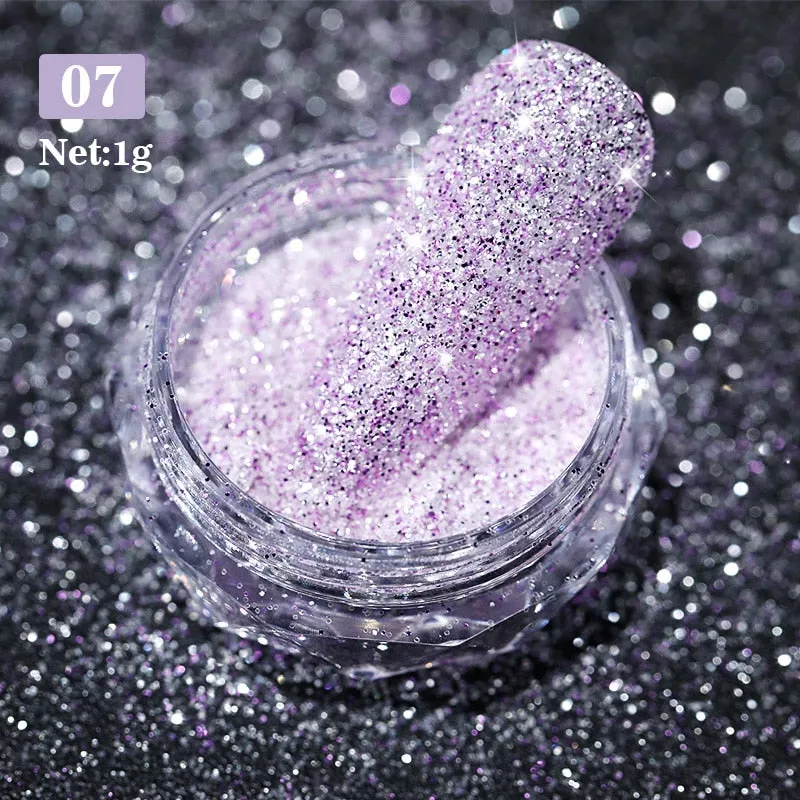 1Box Reflective Glitter Powder For Nails Iridescent Flakes Sequins Pigment Dust Manicures Decoration Chrome Pigment Polish Gel-Nail Inspo