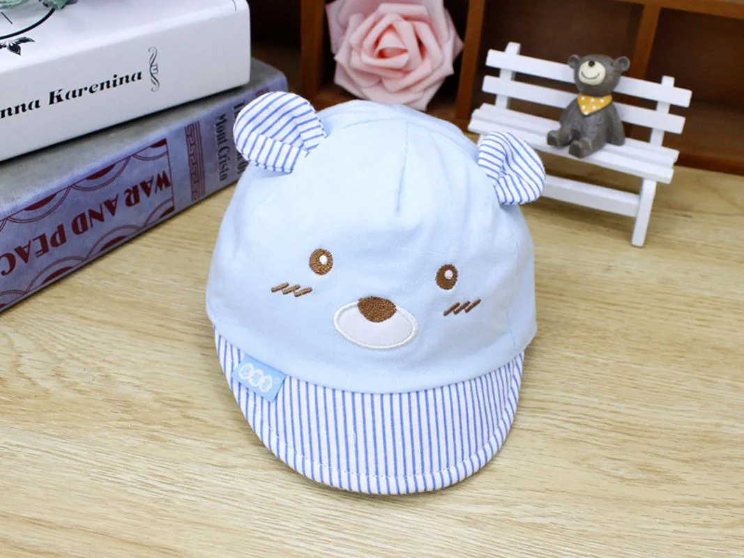 2018 Brand New 4 Colors Newborn Kids Baby Boy Girl Caps Baseball Caps Unisex Bear Striped Hats Cute Bear Little Ears Cap Gifts
