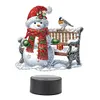 (US Local)Acrylic Double Sided Xmas Snowman 5D Diamond Painting Night Light for Tabletop