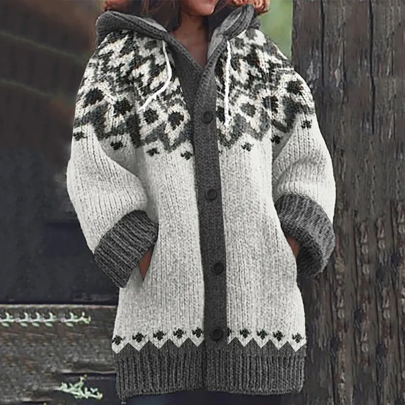 Vintage Icelandic Jacquard Warmth Knit Print Women's Sweater