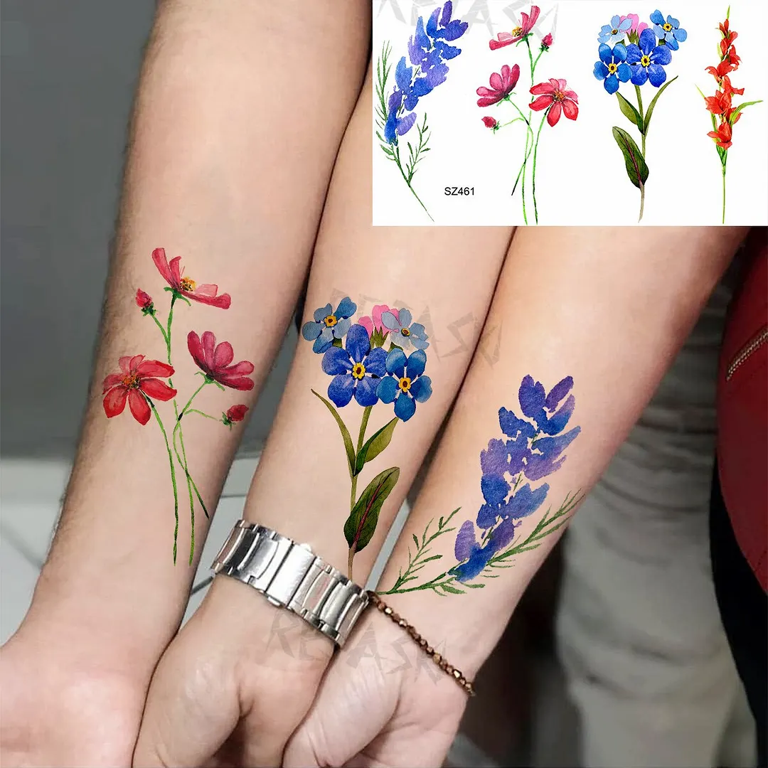Small Henna Lotus Sexy Back Temporary Tattoos For Women Adult Feather Dandelion Fake Tattoo Body Art Waterproof Tatoos Sticker