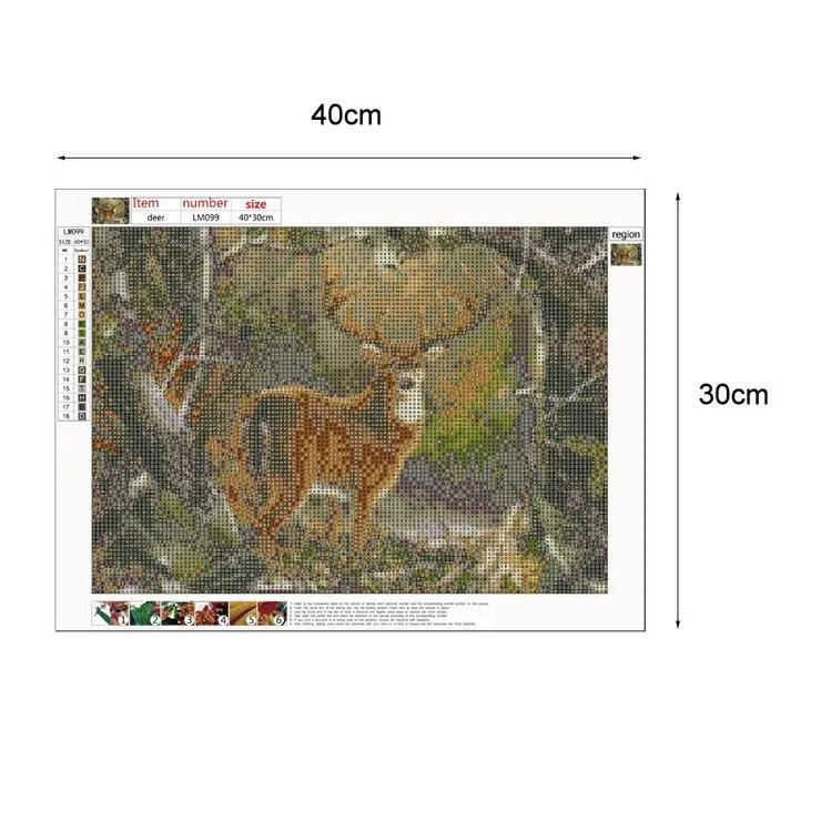 Diamond Painting - Full Round Drill - Deer in Forest(30*40cm)