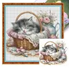 Sleeping Cat-11CT Stamped Cross Stitch 40*40cm/15.75*15.75in