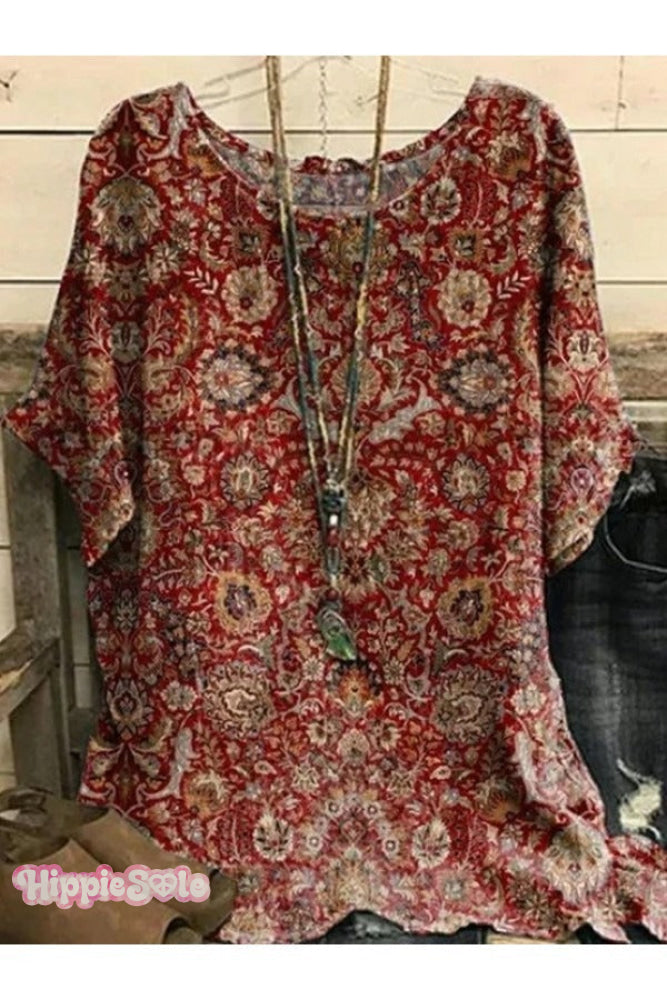 Women&rsquo;s Vintage Retro Ethic Art Print Top Multicolor / S