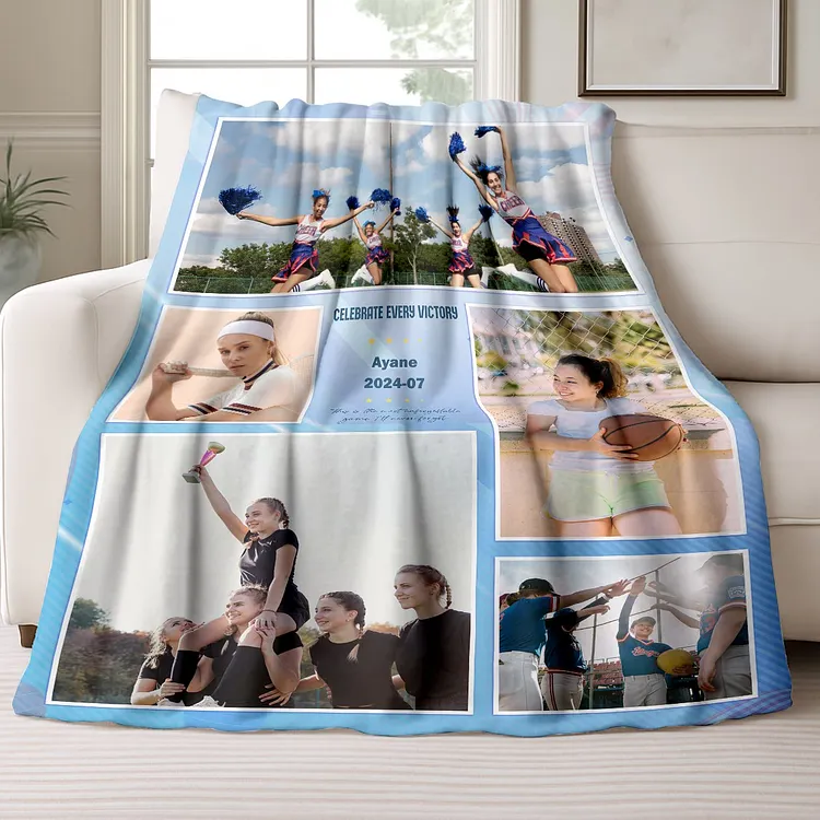 Personalized Photo Collage Blanket with 5 Pictures - Soft Fleece Memory Throw