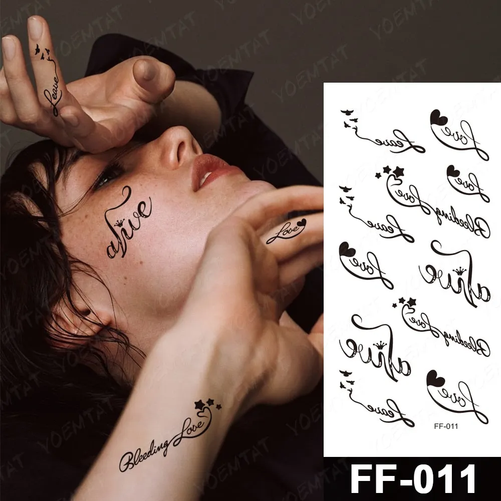 Arabic Language Waterproof Temporary Tattoo Sticker Black Love Text Word Letter Body Art Arm Couple Fake Tatoo For Women Men