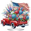 America Flag Car DIY Acrylic Desktop Diamond Art Kit Single-Sided for Home Decor