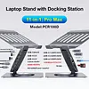 Aluminum Alloy Tablet Laptop Desktop Stand with 12-port Docking Station, Liftable, 360-degree Rotation, 4K Screen Projection