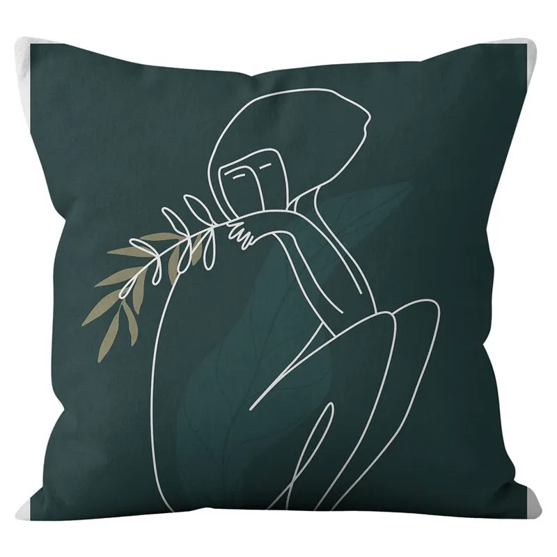 45*45cm Green Series Nordic Abstract Cushion Cover Geometric Throw Pillowcase Modern Minimalist Sofa Bed Decorative Pillows Case