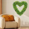 Heart Shaped Wreath Simulation Artificial Green Leaves Wreath for Front Door