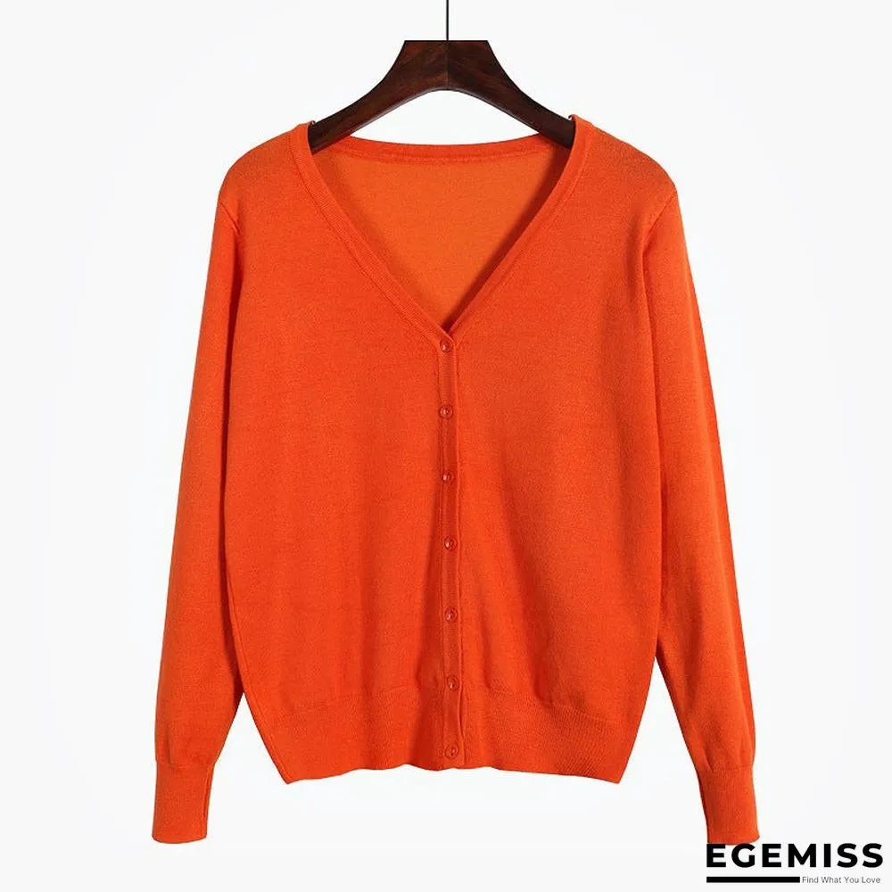 Cardigan Long Sleeve V Neck Air Conditioned Shirt Slim and Simple | EGEMISS