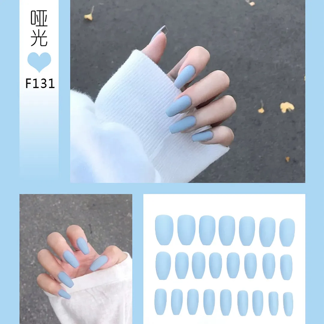 Nail Art Fake Nails Stiletto Tips Clear Press on Long False with Glue Coffin Stick Display Full Cover Artificial Designs Matte