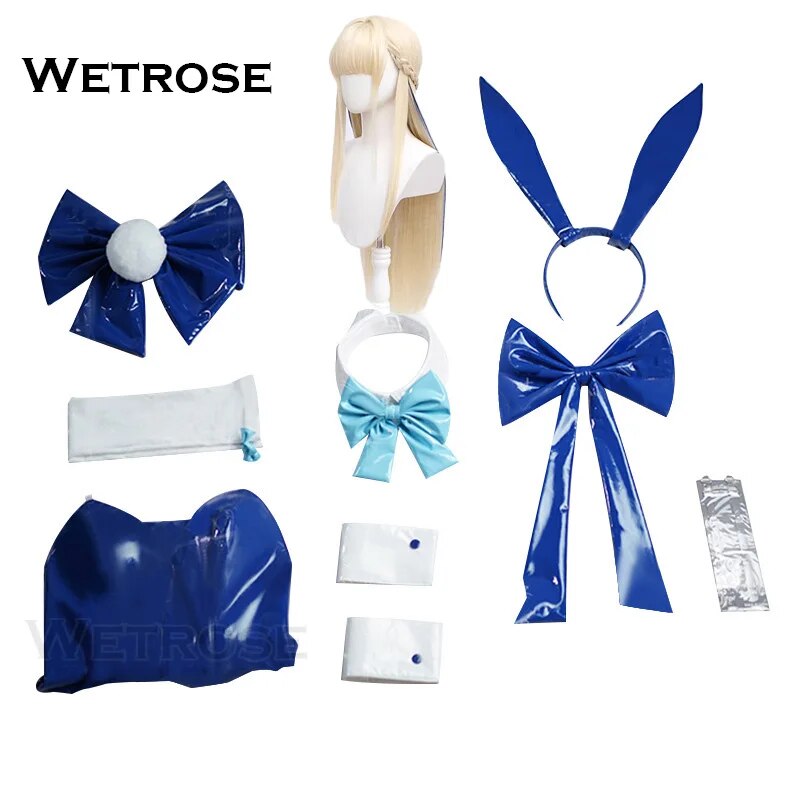 [Wetrose] Toki Bunny Girl Blue Archive Cosplay Costume Sexy Erotic Latex Leather Asuma Wig Full Set