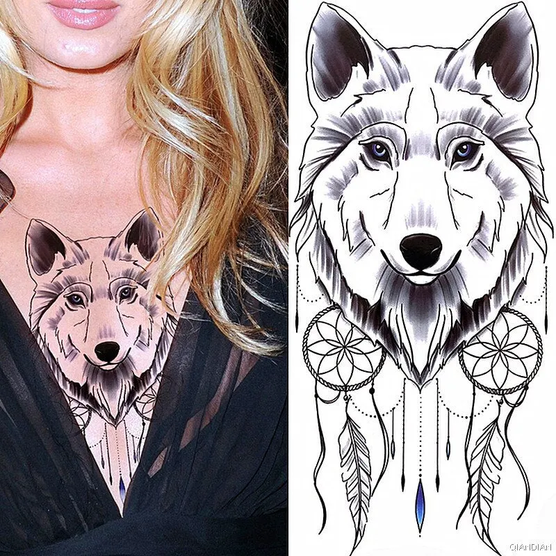 Black Sexy Flower Temporary Tattoos Sticker Arm Sleeve Rose Tree Skull Lion Bear Snake Henna Body Decorate Fake 3D Women Totem