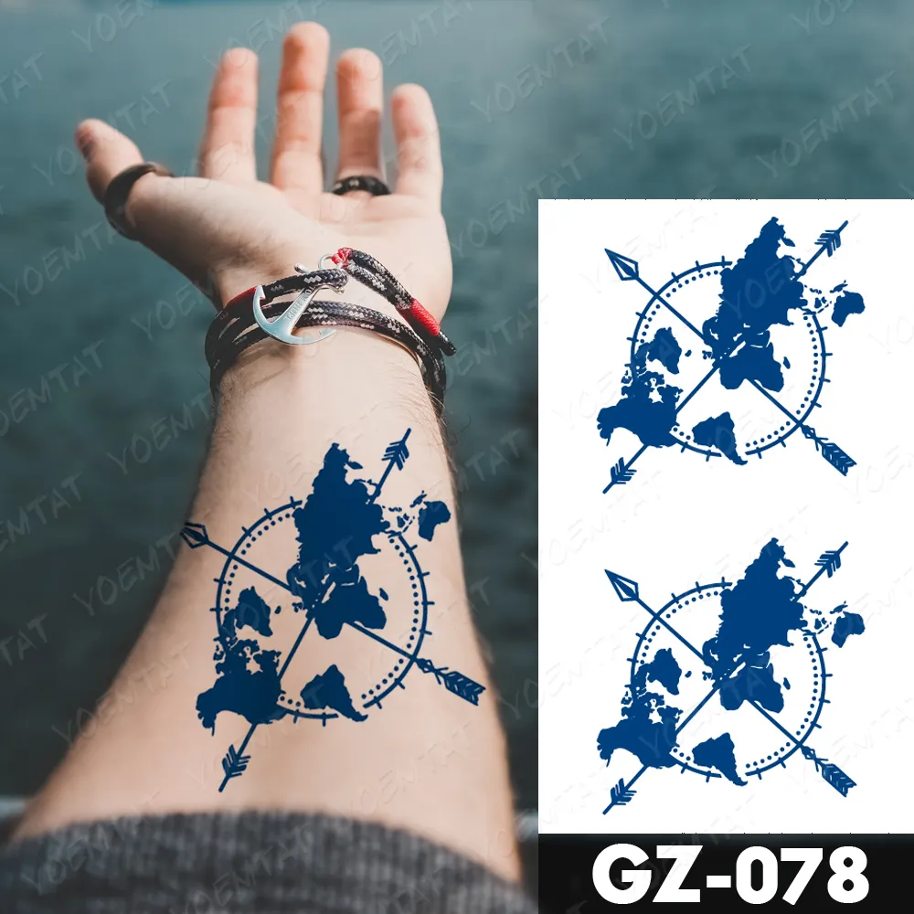 Sdrawing Lasting Ink Tattoos Body Art Waterproof Temporary Tattoo Sticker Line Dragon Tiger Totem Tatoo Arm Fake Fox Whale Tatto