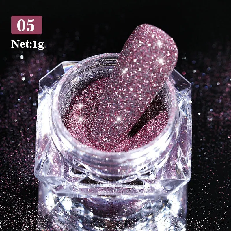 1Box Reflective Glitter Powder For Nails Iridescent Flakes Sequins Pigment Dust Manicures Decoration Chrome Pigment Polish Gel-Nail Inspo