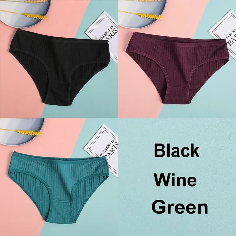 3PCS Cotton Panties Women's Underwear Casual Solid Color Panties for Women Intimate Lingerie Sexy Briefs Female Underpants M-XL