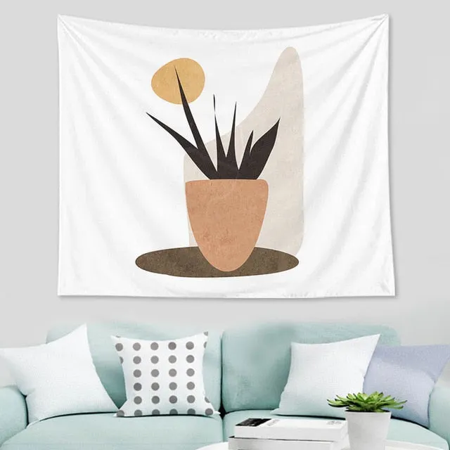 Abstract  nordic Geometric Tapestry Tropic Modern Art Brown Wall Hanging ins Tapestry Decorative Tapestry For Home Decoration