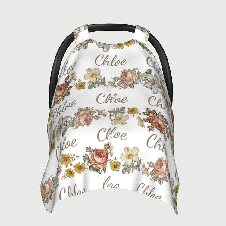 Personalized Baby Bohemian Flower Car Seat Canopy for Comfort & Unique| C77