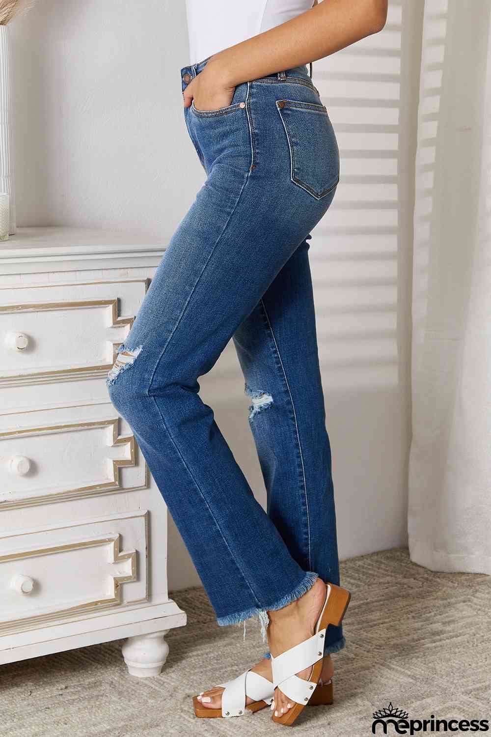 Judy Blue Full Size Distressed Raw Hem Jeans