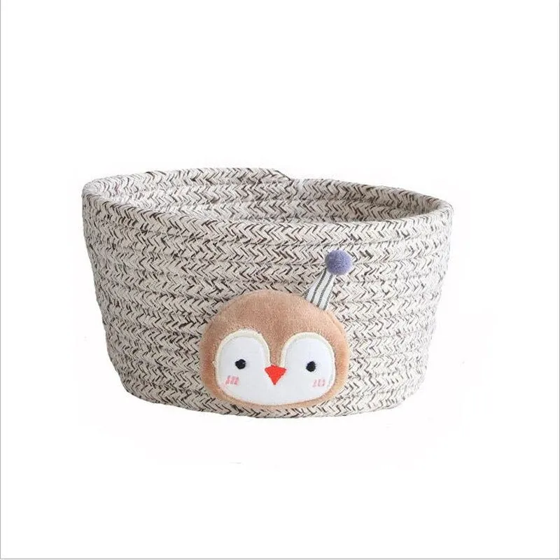 Cotton Rope Storage Baskets With Animals Shape Baby Dirty Clothes Laundry Basket Handmade Weaving Desktop Sundries Organizer Box