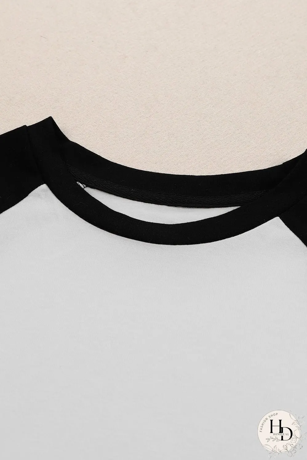 Black Patchwork Color Block Raglan Sleeve Pullover Top