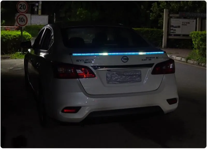 Car modified tail wing LED carbon fiber streamer light