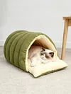 Warm Enclosed Cat Bed Cozy Plush Cats Tent Calming Pet Nest Cave for Cats Dogs