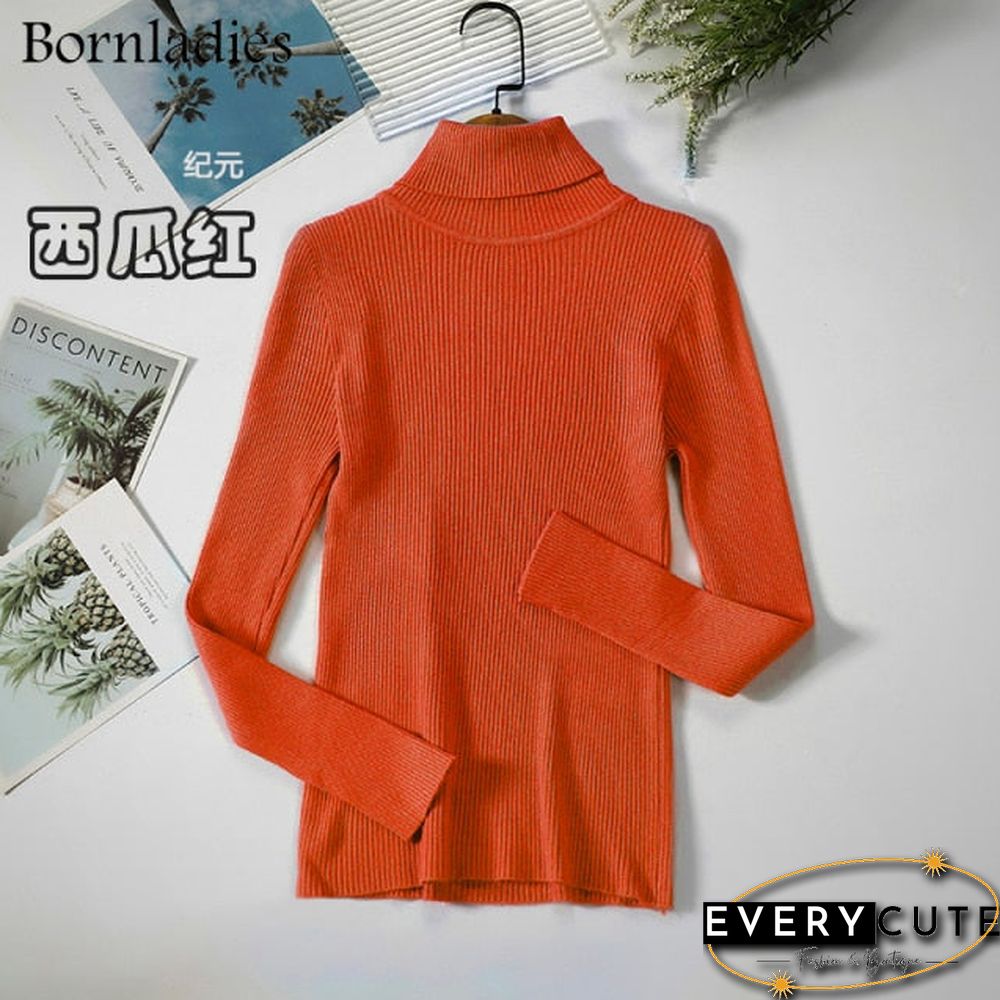 Bornladies Basic Turtleneck Women Sweaters Autumn Winter Tops Slim Women Pullover Knitted Sweater Jumper Soft Warm Pull