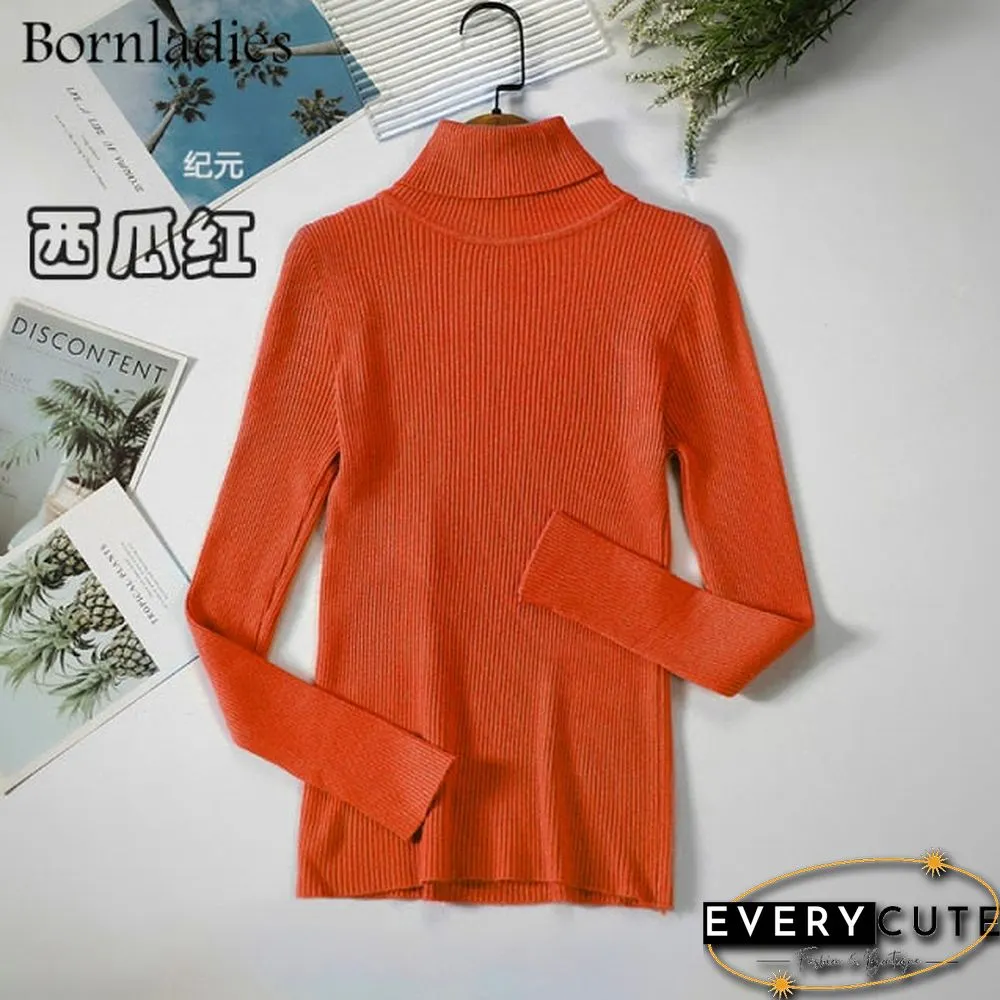 Bornladies Basic Turtleneck Women Sweaters Autumn Winter Tops Slim Women Pullover Knitted Sweater Jumper Soft Warm Pull