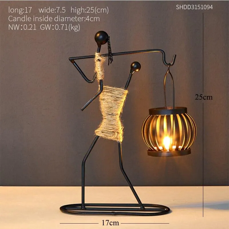 Creative Metal Candlestick Character Model Golden Candle Holder Living Room Home Decor Office Desktop Decor Accessories Gifts 1029