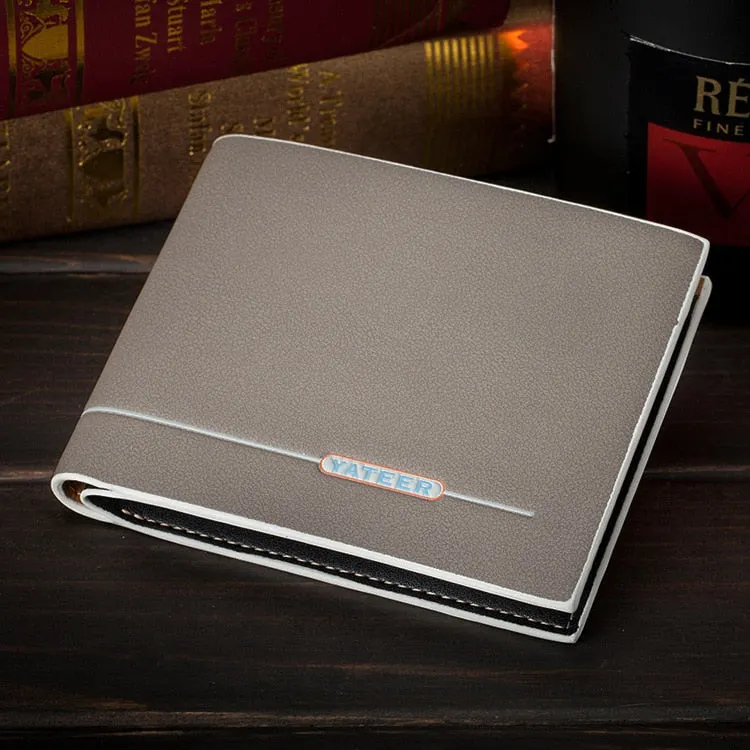 Retro Men's Wallet Business ID Card Holders Purse Small Leather Card Wallets Short Bifold Wallet for Men Slim Purses Male Wallet