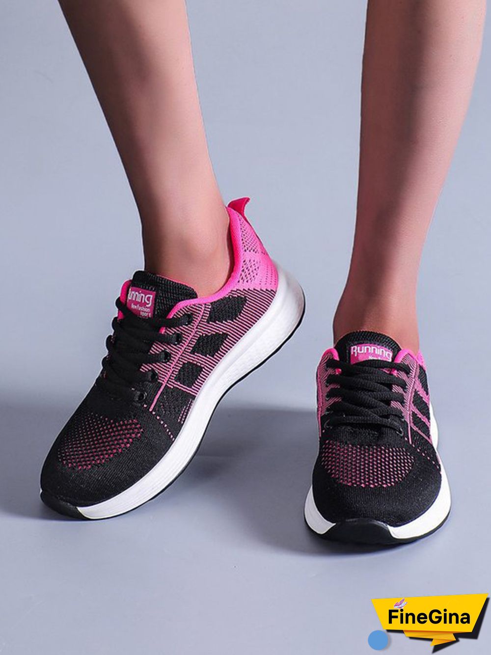 Contrasting Solid Color Breathable Mesh Casual Sneakers
