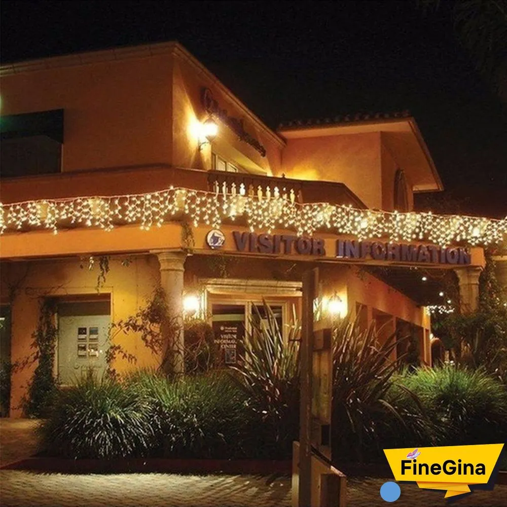 Christmas Garland 400LED Curtain Icicle String Lights Wedding Mariage Decoration Xmas Navidad Garland LED Light Strip Garden Street Mall Eaves Outdoor Decorative Fairy Light 2 Style