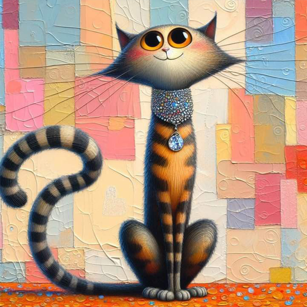 Cartoon Kitten-Paint by Numbers-8"x8"/20x20cm