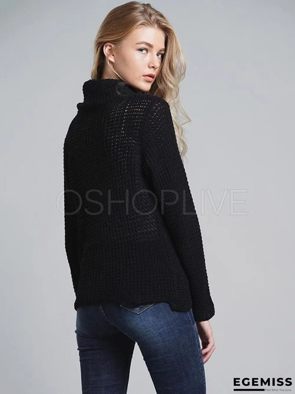 Loose Solid High-neck Knitting Sweater | EGEMISS