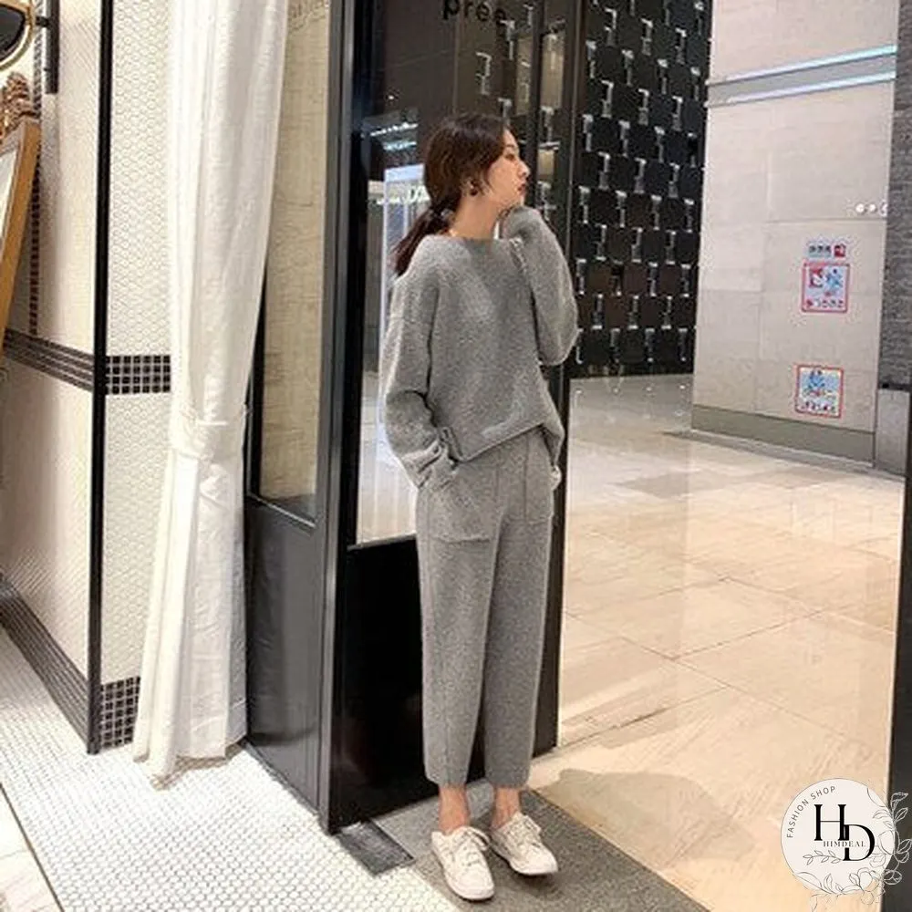 Tracksuits for women Autumn Winter knitted Long Sleeve Sweatshirt And Sweatpants Set Female Casual 2 piece sets womens outfits