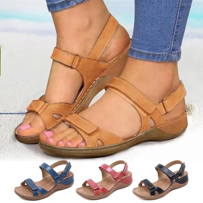 Qengg Women Summer Open Toe Comfy Sandals Super Soft Sole Premium Orthopedic Low Heels Women Sandals