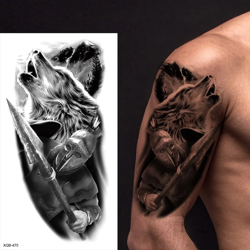 Sdrawing Forest Wolf Tattoo Sticker For Men Tiger Skull Skeleton King Animal Fake Tattoo for Women Tattoo Temporary Waterproof