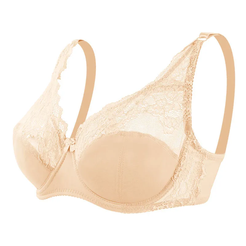 Sexy Bra Women Large Lace Bralette Plus Size Lingerie Female Thin Lace Brassiere Underwear Underwire Padded Bras C D Cup