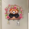(US Local)Wooden Special Shape Raccoon 2 Hooks Diamond Painting Hook Rail for Wall Cabinet