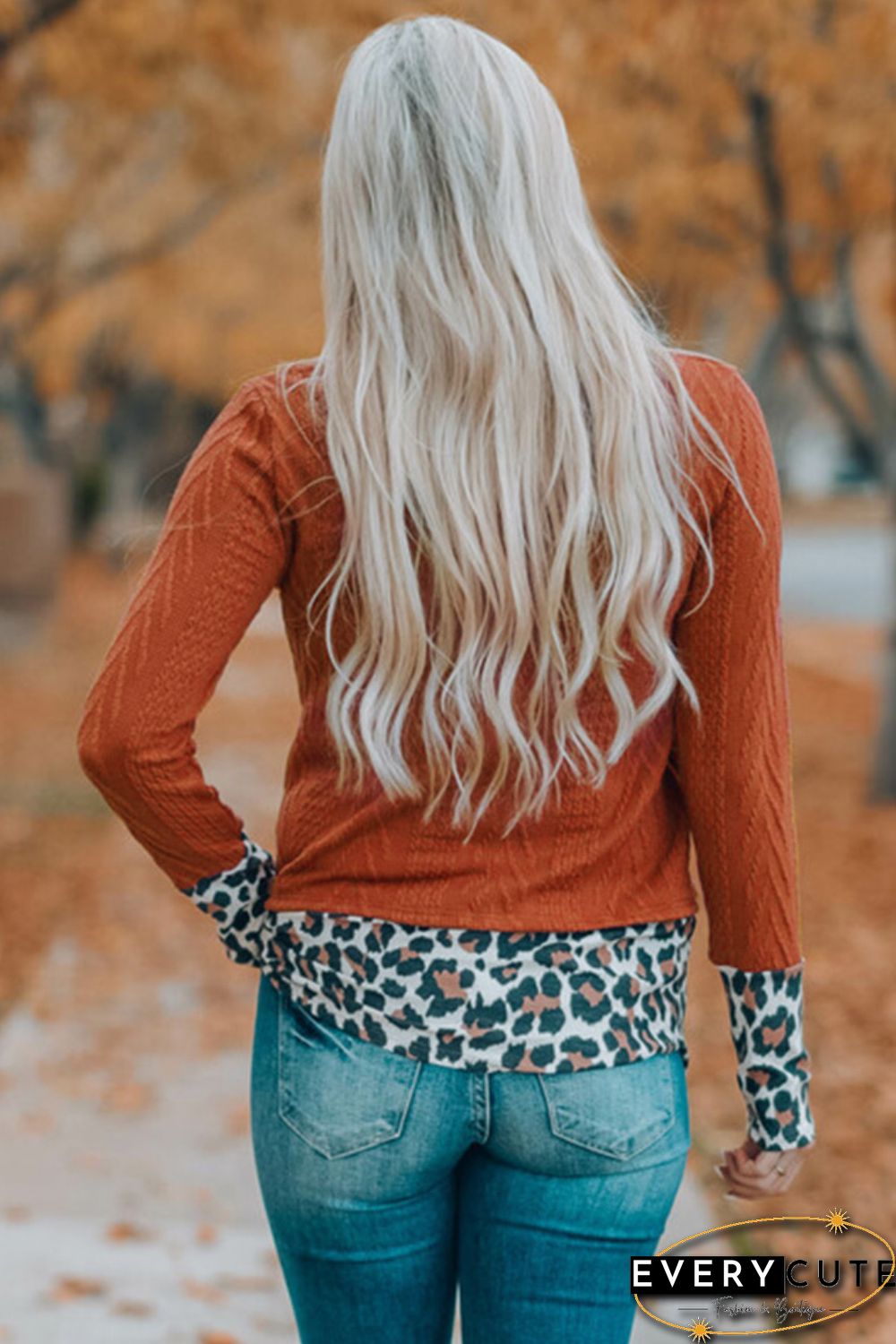 Leopard Patchwork Cowl Neck Knit Top