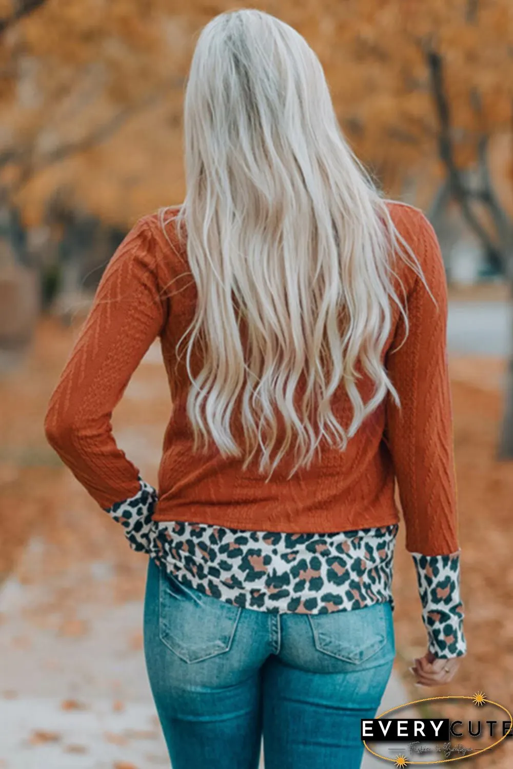 Leopard Patchwork Cowl Neck Knit Top