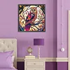>SALE<5D DIY Full Round Drill Diamond Painting Stained Glass Owl Home Decor 30x30cm